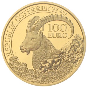 Österreich 100 Euro Gold Wildtiere Steinbock 2017