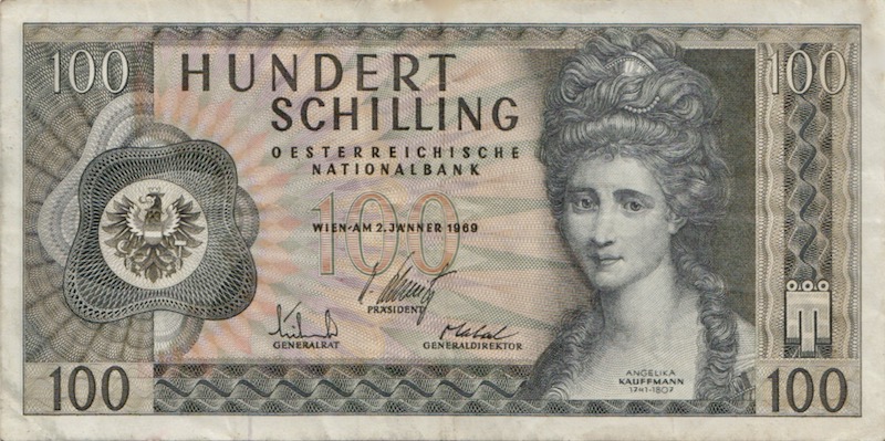 Österreich 100 Schilling Banknote Serie 1969 Angelika Kauffmann