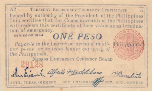 Philippinen Banknote 1944 one Peso