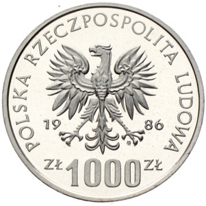 Polen 1000 Zlotych 1986 Steinkauz