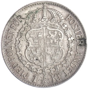Schweden 1 Krone Gustav V. 1940 Silber