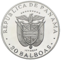 20 Balboas Simon Bolivar Silber