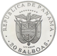 20 Balboas Simon Bolivar Silber