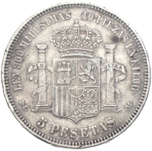 Spanien 5 Pesetas Amadeo I. 1871-1873