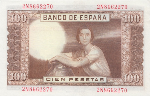 Spanien Banknote 100 Pesetas Julio Romero de Torres