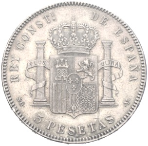 Spanien 5 Pesetas Alfonso XIII Silber