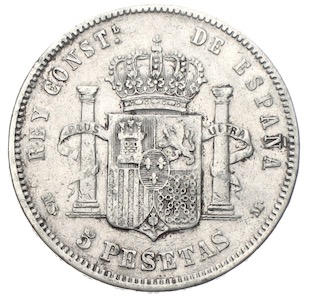 Spanien 5 Pesetas Alfonso XII