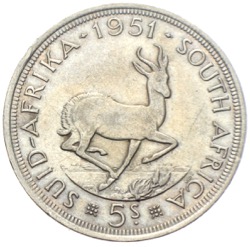 5 Shilling Springbock Süd-Afrika 1951