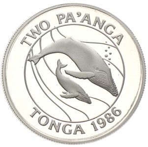 Tonga 2 Pa'anga 1986 WWF Buckelwal