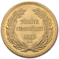 Türkei 100 Kurush Goldmünze 1923