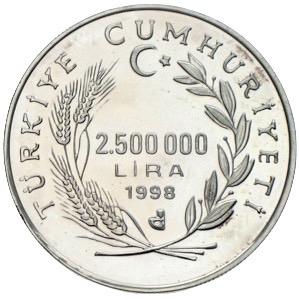 Türkei 10 Euro 2500000 Lira Atatürk