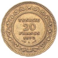Tunesien 20 Francs Goldmünze 1892