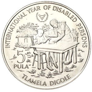 UNO Jahr 1981 Münzprogramm Botswana 5 Pula