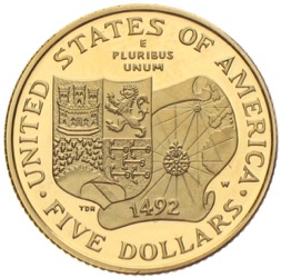 USA 5 Dollars Gold 1992 Christoph Columbus