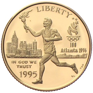 USA 5 Dollars Goldmünze Fackelläufer 1995