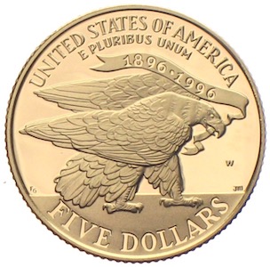 USA 5 Dollars Goldmünze Fackelläufer 1995 Atlanta