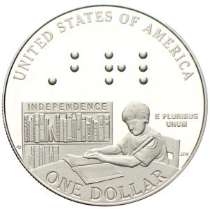 Louis Braille Bicentennial Silver Dollar 2009
