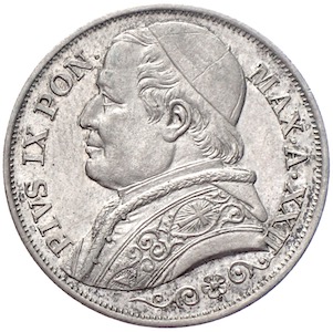 Vatikanstaat 2 Lire 1867 Pius IX. Silber