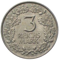 3 Reichsmark Jahrtausendfeier der Rheinlande 1925