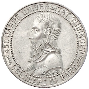 3 Reichsmark 450 Jahre Universität Tübingen 1927 Ankauf von Silbermünzen