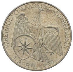 3 Reichsmark Vereinigung Waldecks mit Preussen