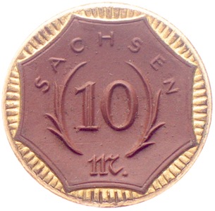 Sächsisches Notgeld aus Meissen Porzellan 10 Pfennig 1921