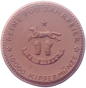 Peine Kippermünze 1923 700 Jahrfeier