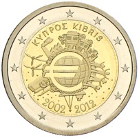 Zypern 2 Euro 10 Jahre Eurobargeld