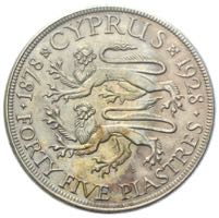 Zypern 45 Piaster 1928 Silbermünze